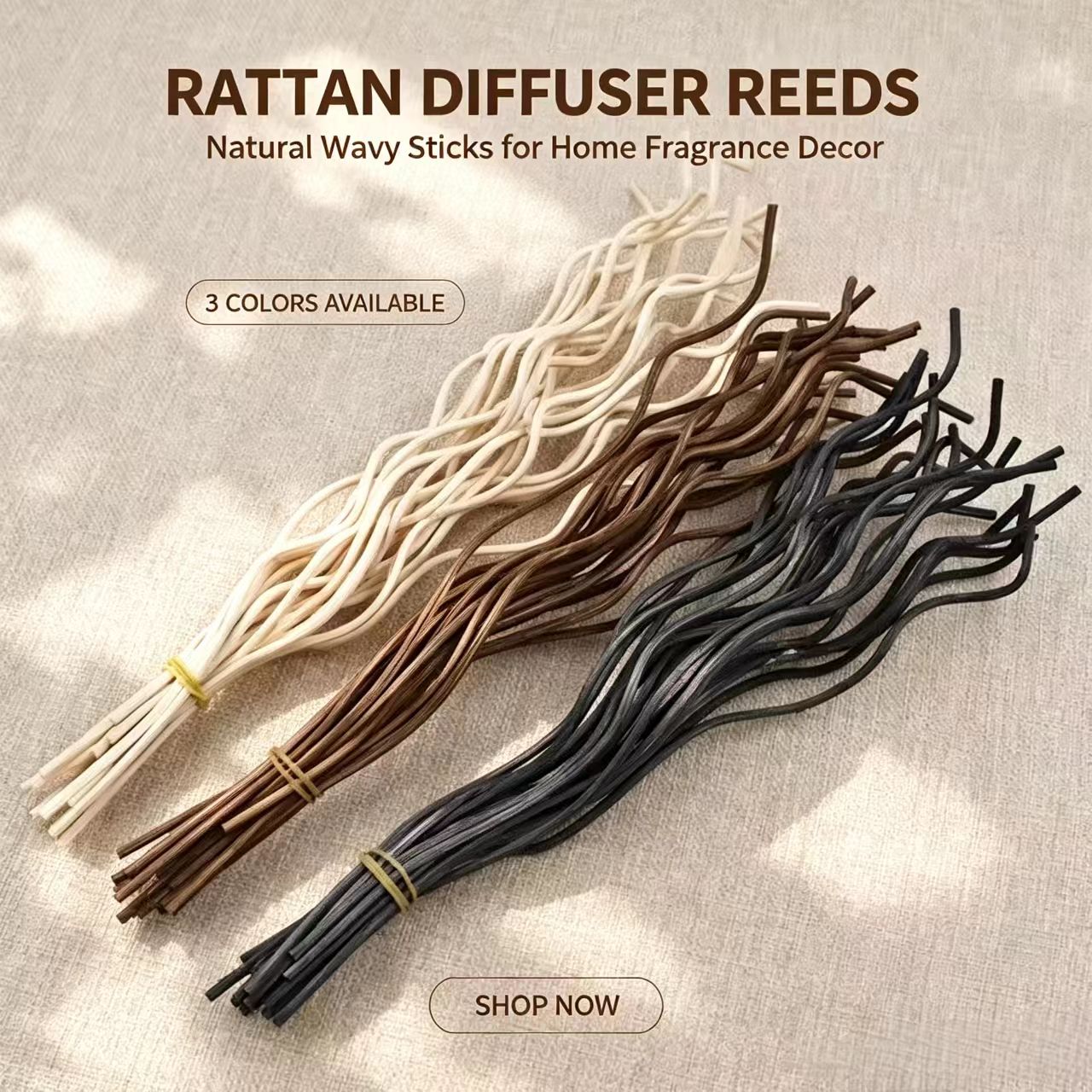 Home Fragrance Oud - 20 Buah Stik Diffuser Rotan Bergelombang