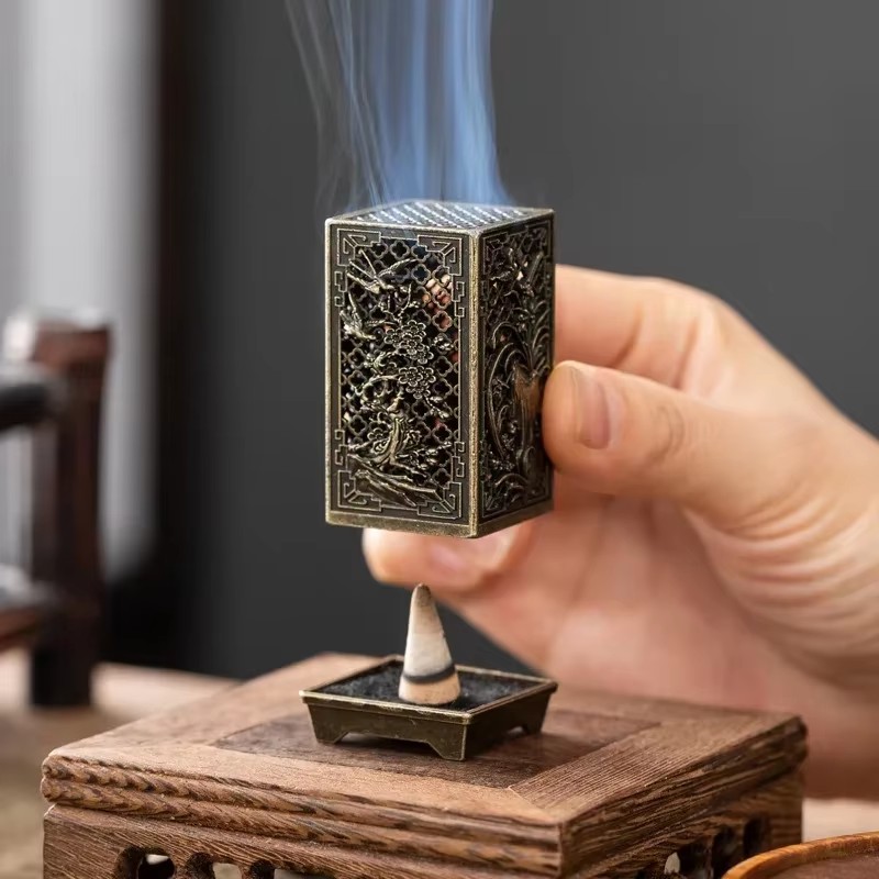 Incense Cone Holder - Pembakar Dupa Vertikal Persegi Kecil, Tempat